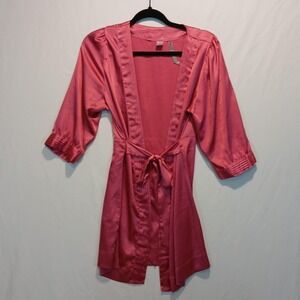 Victoria's Secret S Satin Robe 3/4 sleeve attached waist tie y2k luxury cozy